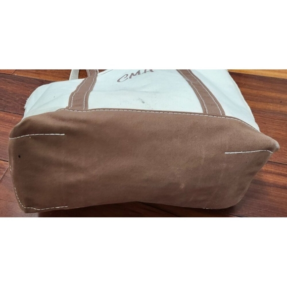 L.L.Bean Boat and Tote Canvas Bag Small White Brown Monogram CMA Made in USA - Picture 9 of 13